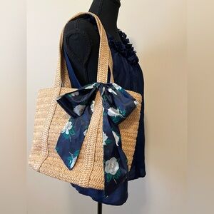 Draper James Woven Shoulder bag with Floral Scarf Accent - excellent condition